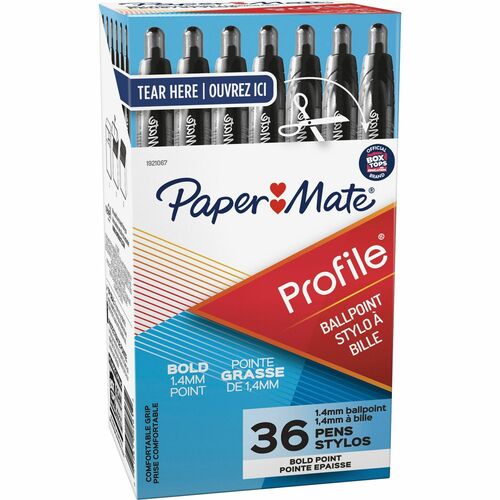 Paper Mate  Ballpoint Pen, Retractable, 1.4mm, 36/PK, Black