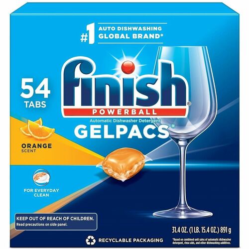 Reckitt Benckiser  Dish Detergent, Gelpacs, Orange, 34.8 oz., 54/BX, Multi