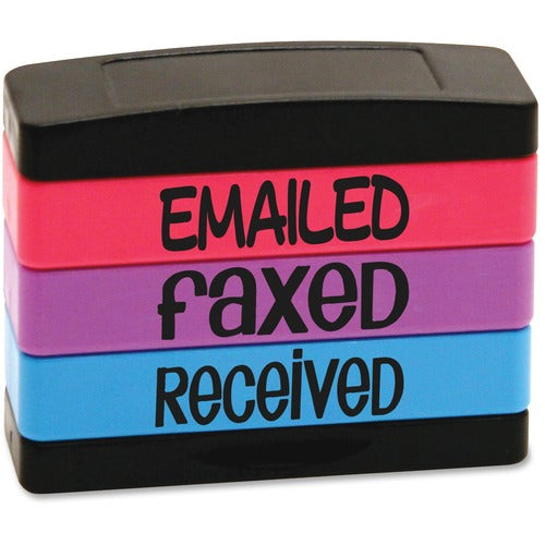 U.S. Stamp & Sign  Stamp, Emailed/Faxed/Received, 5/8"x1-13/16", Assorted