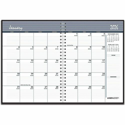 House Of Doolittle  14 Monthly Planner,Ruled,Dec - Jan, 6-7/8"x8-3/4", Black-HOD262602