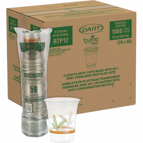 Solo Cup Company  Cold Cups, 12oz., 50/BG, 20 BG/CT, Clear