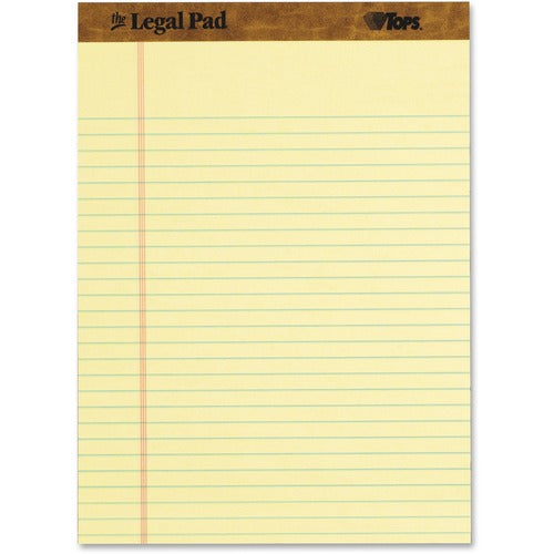 Tops  Legal Pad, Legal Rule, Letter Size, 50Shts/PD, 3/PK, Canary