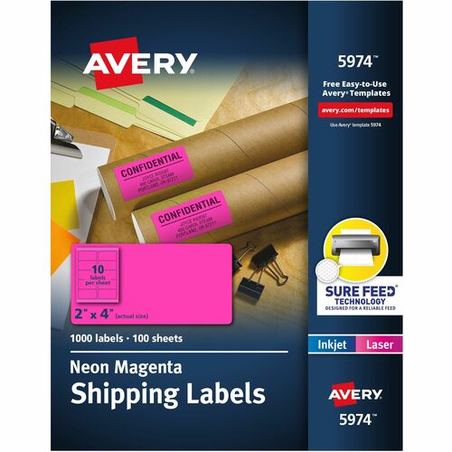 Avery  Shipping Labels, 10UP, 2"x4",100Shts,1000Lbls/BX,NE/MA