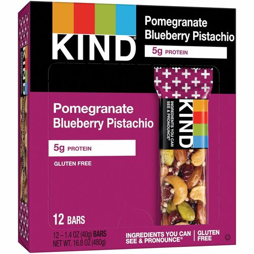 Kind LLC dba Kind Snacks  Snack Bar, Pomegranate/Blueberry/Pistachio, 1.4oz, 12/BX