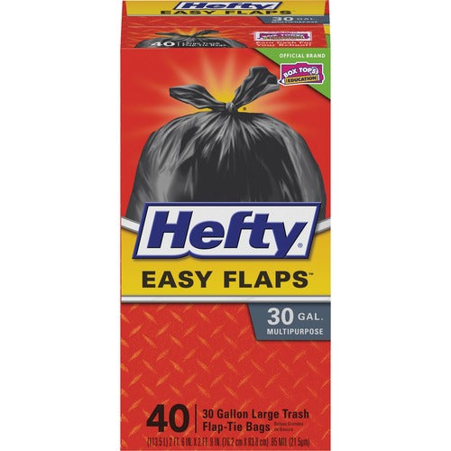 Reynold Food Packaging  Easy Flaps Trash Bags, 30 Gal,30"x33", .85 mil, 40/BX, BK