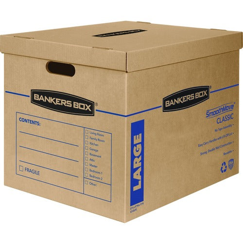 Fellowes  Classic Moving Boxes, Lg, w/Lid, 5/CT, Kraft-FEL7718201