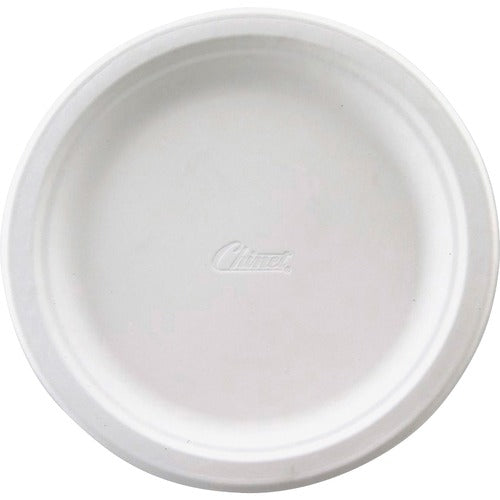 Huhtamaki  Plates, Molded Fiber, 9-3/4" Dia, 125/BG, 4BG/CT, White