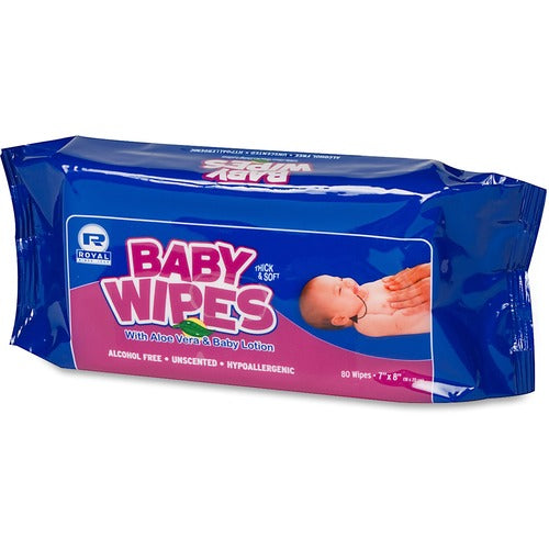 Royal Paper Products  Baby Wipes Refill, Unscented, 80/PK, White