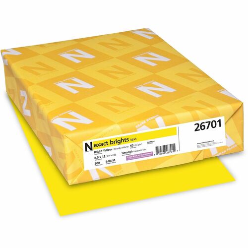 Wausau Papers  Color Paper, 50 lb, 8-1/2"x11", 500/PK, Bright Yellow