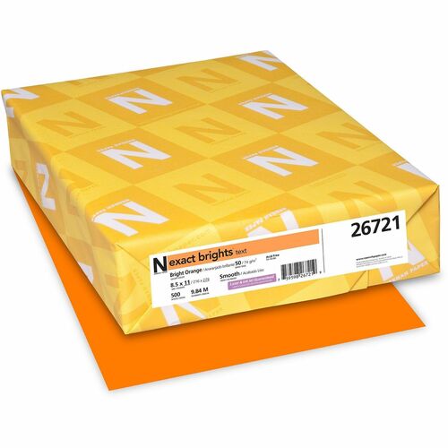 Wausau Papers  Color Paper, 50 lb, 8-1/2"x11", 500/PK, Bright Orange