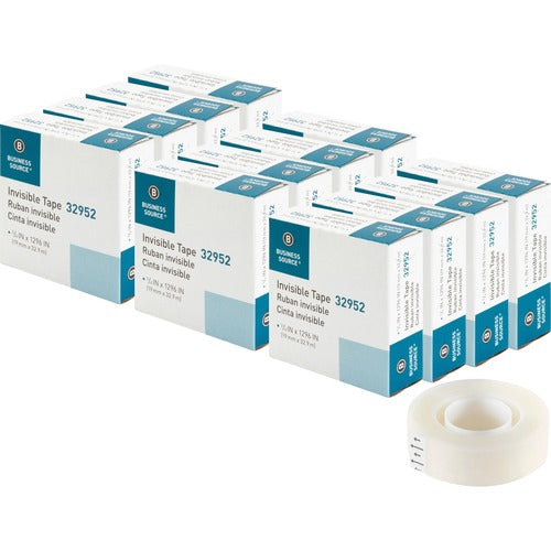 Business Source  Invisible Tape Refill Roll, 1" Core, 3/4"x1296", 12RL/BX, CL