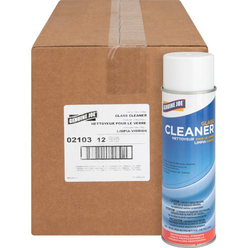 Genuine Joe  Glass Cleaner, Multisurface, Aerosol Can, 19 oz., 12/CT-GJO02103CT