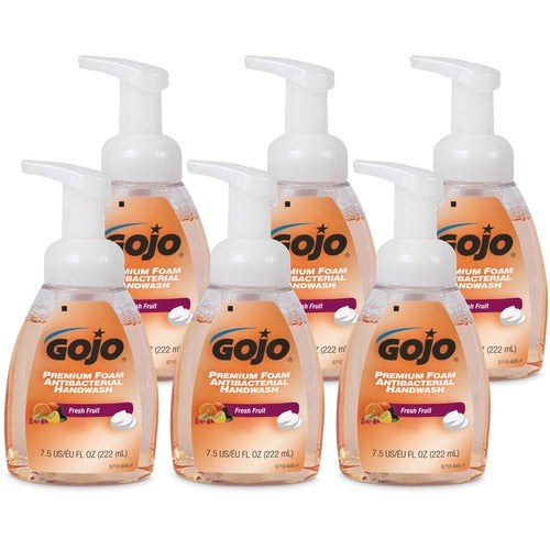 Gojo  Foam Antibact Soap, Pump Bottle, 7-1/2oz., 6/CT, Fresh Fruit-GOJ571006CT