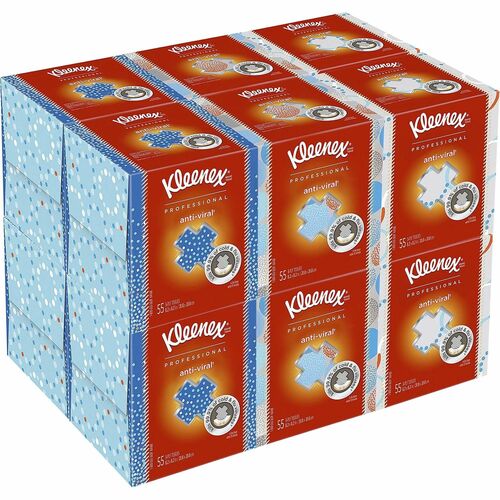 Kimberly-Clark Professional  Facial Tissues, Anti-Viral, 55/BX, 3/BX, 4PK/CT, White