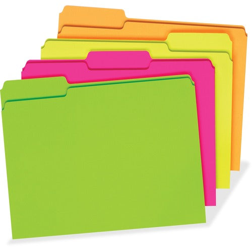 Pendaflex  Glow File Folders, 1/3Cut 11pt, 3/4Exp, 24/PK, Glow AST