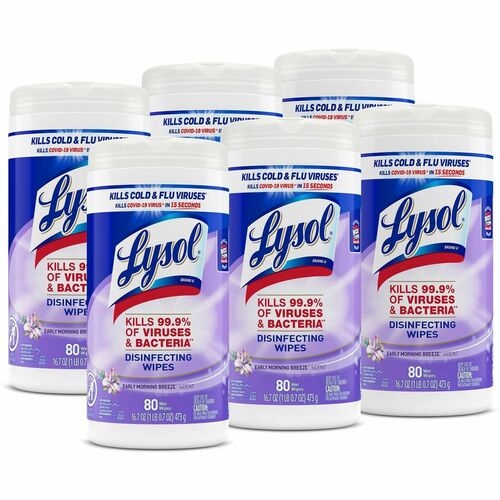 Reckitt Benckiser  Disinfecting Wipes, Early Morning Breeze, 80 Wipes, 6/CT