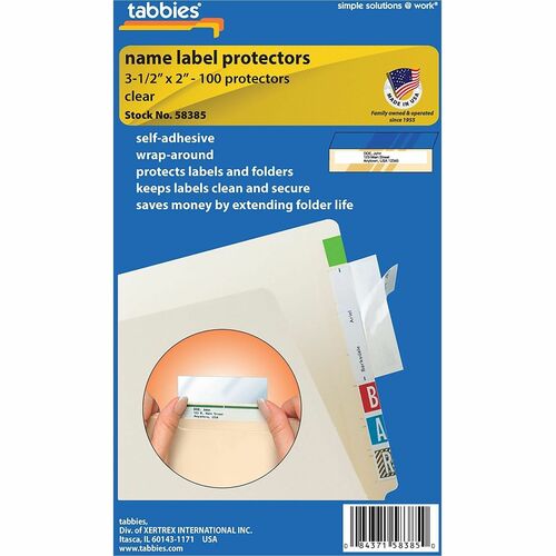 Tabbies  Self Adhesive Label/File Protectors,3-1/2"x2",500/BX,CL