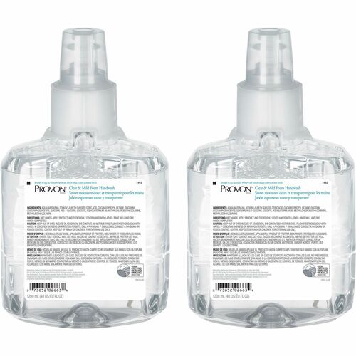 Gojo  Foam Handwash, Clear And Mild, 1200 ml/Refill, 2/CT, CL-GOJ194102CT
