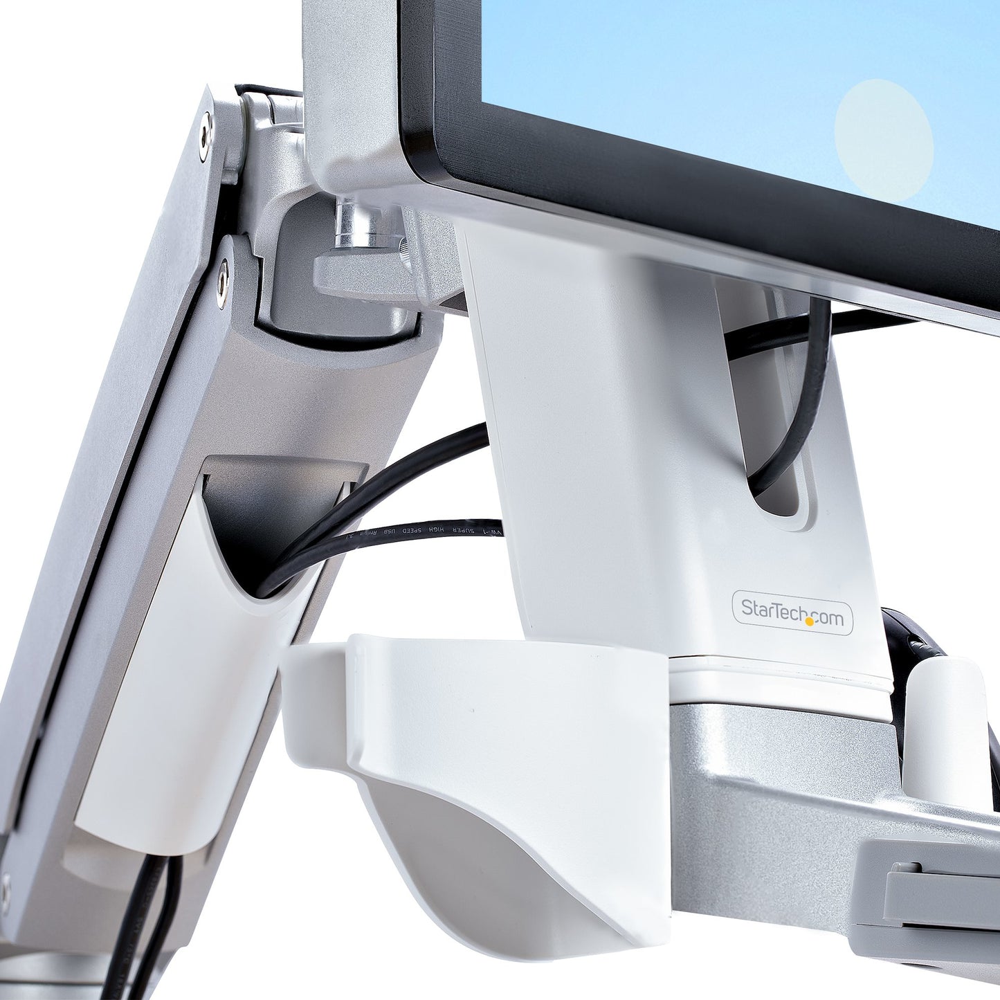 StarTech.com Wall Mount Workstation, Full Motion Sit Stand Desk w/ Height Adjustable VESA Monitor Arm & Keyboard Tray, Ergonomic Wall Mounted Computer Workstation, Single 27"/32" Display