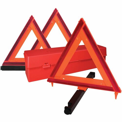 Deflecto  Emergency Warning Triangle Kit, w/3 Warnings, Orange/Red