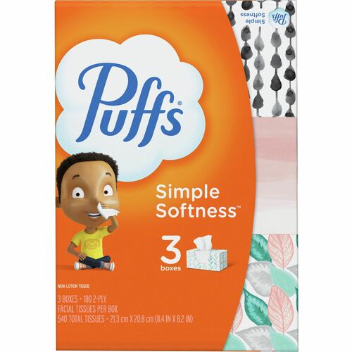 Procter & Gamble Commercial  Facial Tissues, Puffs, 2-Ply, 180/BX, 3BX/PK, Multi