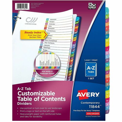 Avery  Ready Index Dividers, 1-Set, A-Z Tabs, 26/ST, Multi