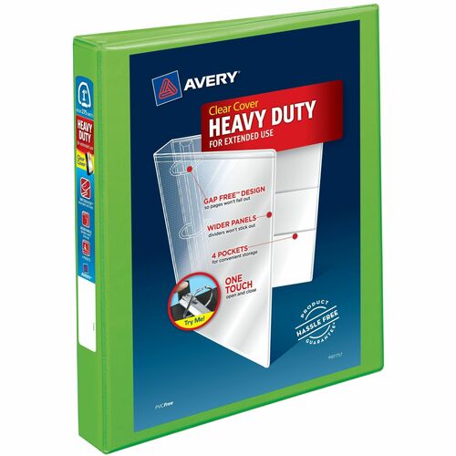 Avery  View Binder, DuraHinge, 1", 8-1/2"x11", Chartreuse