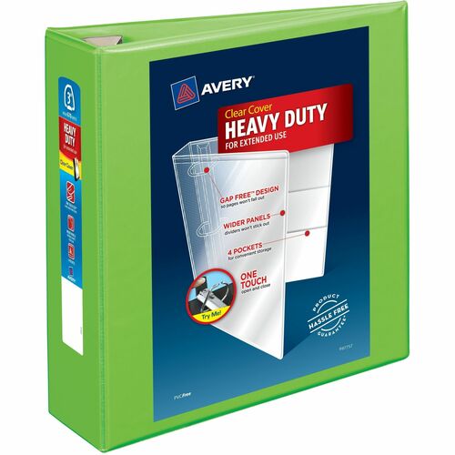 Avery  View Binder, DuraHinge, 3", 8-1/2"x11", Chartreuse