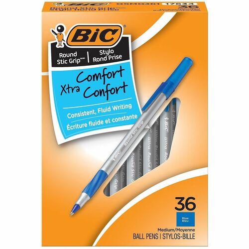 Bic  Round Stic Pen,Comfort Grip,Nonrefill,1.2mm,36/BX,BE Ink
