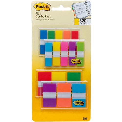 3M  Post-It Flags VP, XL Combo, 1/2"-1" W, 320/PK, MI