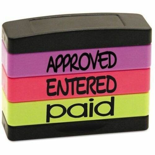 U.S. Stamp & Sign  Stamp Messages, Approved/Entered/Paid, 5-1/8"x1-13-/16", AST