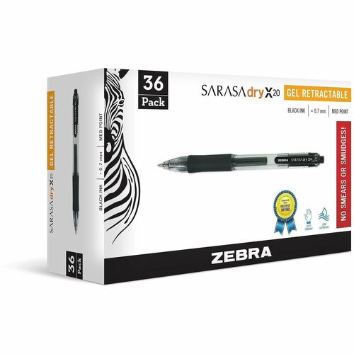 Zebra  Gel Pens, Retractable, Value Pack, .7mm, 36/PK, Black Ink