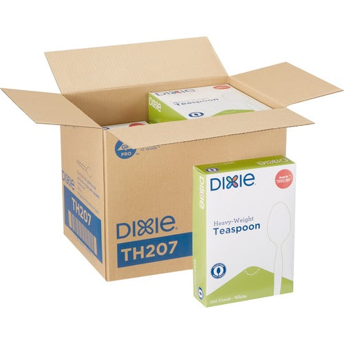 Dixie Foods  Teaspoons, Plastic, Heavyweight, 6" L, 100/BX, 10BX/CT, WE-DXETH207CT