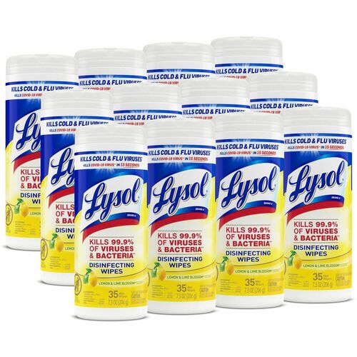 Reckitt Benckiser  Disinfecting Wipes, 35 Shts, 12/CT, Lemon Lime/Blossom Scent