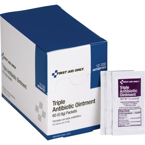 First Aid Only, Inc  Triple Antibiotic Ointment, Single Use Packets, 60/BX-FAO12700