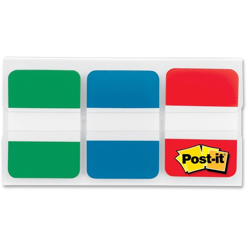 3M  Post-It Tabs, 1"x1-1/2", 66/PK, Red/Green/Blue