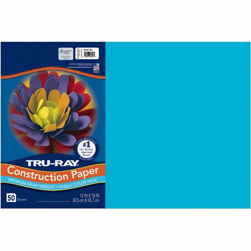 Pacon  Construction Paper, 76 lb, 12"x18", 50/PK, Atomic Blue