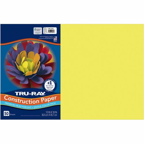 Pacon  Construction Paper, 76 lb, 12"x18", 50/PK, Lovely Lemon
