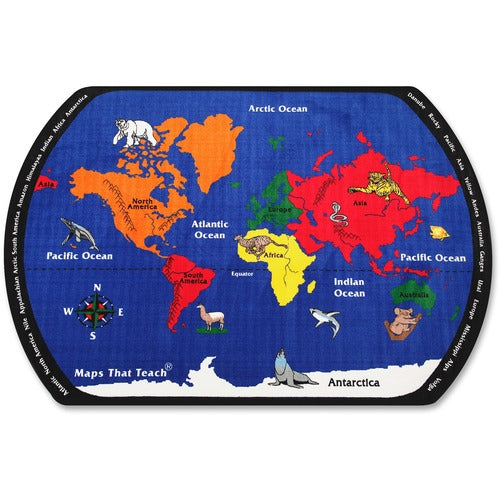 Flagship Carpets, Inc.  Maps That Teach Rug, 10'9"x13'2", Multi-FCIFE12258A