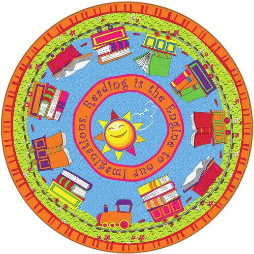Flagship Carpets, Inc.  Reading Is The Engine Rug, 12' Round, Multi-FCIFE33970A