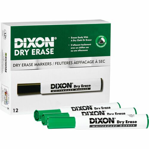 Dixon Ticonderoga Company  Dry-Erase Markers, Wedge Tip, 1 DZ, Green