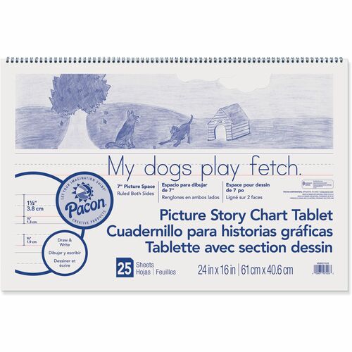 Pacon  Picture Story Chart Tablet,24"x16",1/2" Ruled,25Shts,WE