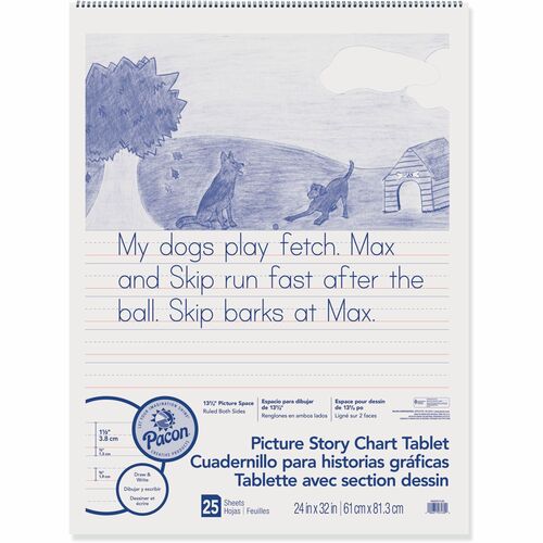 Pacon  Picture Story Chart Tablet,24"x32",1-1/2" Ruled,25Shts,WE
