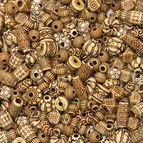 Pacon  Bone Beads, Mixed Styles, 8oz, Natural/Ast