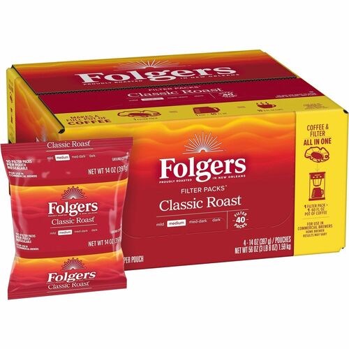 Folgers  Folgers Classic Roast, Filter Packs, 40/CT, Red-FOL10117