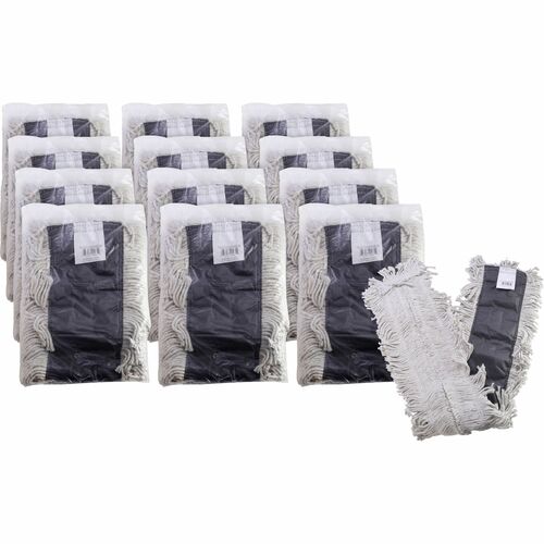 Genuine Joe  Dust Mop Refill, Cotton, Disposable, 48"x5", 12/CT, Natural-GJO00485CT