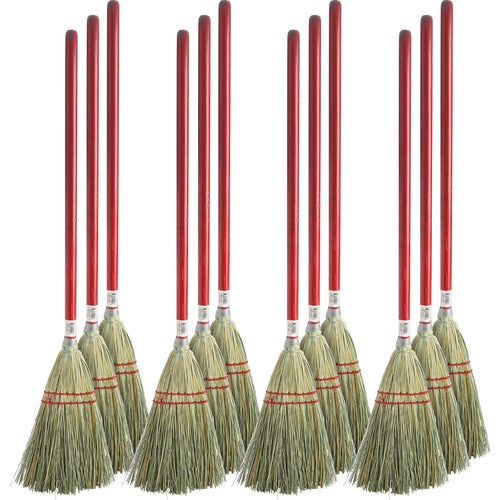 Genuine Joe  Toy Broom, Corn Fiber Bristles, 24"L Handle, 12/CT, Natural-GJO11501CT