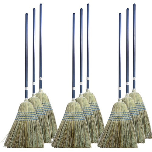 Genuine Joe  Broom, Corn/Fiber, 9" to 11" Sweep, 12/CT, Natural-GJO12002CT