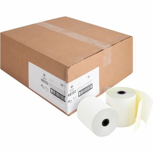 Business Source  Carbonless Paper Rolls, 2-Ply, 3"x90', 50RL/CT, White