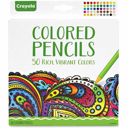 Crayola  Colored Pencils,Nontoxic,Pre-Sharpened,Vibrant,50/ST,AST